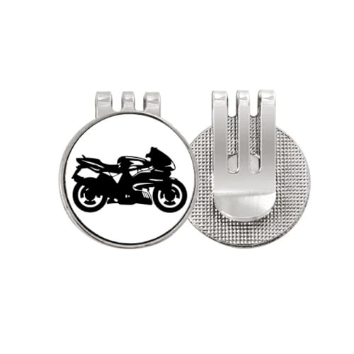 Marcador de pelota de golf con clip magnético de moto negra esmaltada
