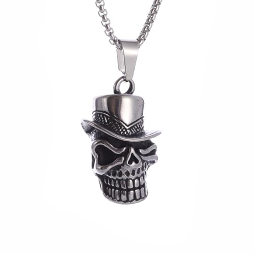 Genérico Collar de plata para hombres, fiesta punk hip hop joyería clásica, gorra de joyería casual, regalos de cumpleaños para parejas