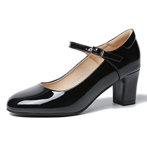 Women's Mary Jane Shoes Low Block Heel Round Toe Dress Office Work Church Pumps
