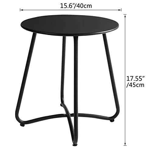 HollyHOME Beistelltisch Outdoor Balkontisch, Runder Gartentisch Kleiner Beistelltisch Kaffeetische Nachttisch Metalltisch Patio Wohnzimmer Terrasse, Schwarz – Bild 6