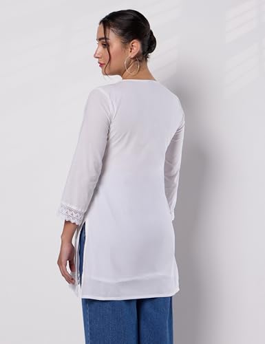 Image of Amazon Brand - Myx Women's Pure Cotton Embroidered Short Kurti | Tunic | Short Kurta (Available in Plus Sizes)