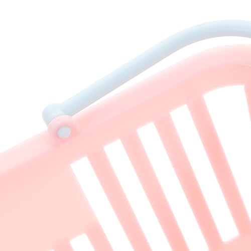 Cesta pequeña de plástico rosa con asas pack de 3 organizadores compactos de hogar 5
