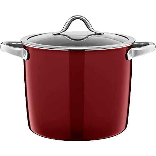 Silit Vitaliano Rosso Gemüse- Suppentopf Induktion 24cm, Glasdeckel, Kochtopf groß 8,5l, Silargan...