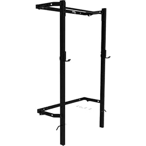 Murphy Rack Fold Up Squat Rack with Extended Pull Up Bar Folding Wall Mounted Space Saving Gym Equipment 2×3 with J-Cups (Straight Pull-Up Bar)