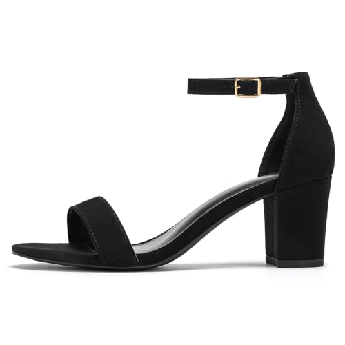 Image of Women's Heeled Sandals Open Toe Ankle Strap 2.5-Inch Chunky Heels Dress Shoes Wide Feet Friendly