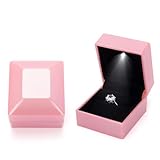 JYCMMFC Ring Box Square Shaped LED Light Engagement Ring Boxes Jewelry Gift Box for Proposal Wedding Valentine's Day Anniversary Christmas Mothers Thanksgiving Gift (Square Pink)
