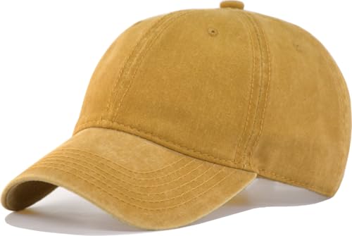 Image of Vintage Washed Cotton Baseball Caps Men Women Adjustable Unstructured Low Profile Dad Hat