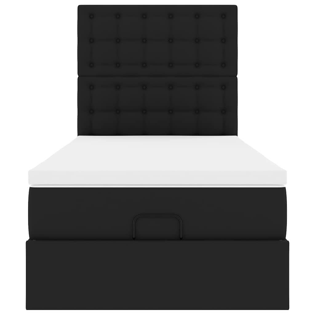 Cama otomana, 80 x 200 cm, piel sintética, con colchón de muelles ensacados hidráulico, espacio de almacenamiento hidráulico RGB LED para jóvenes y habitaciones de invitados