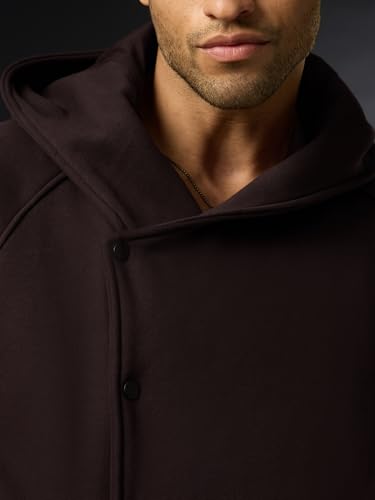 Image of The Souled Store Choco Brown Men and Boys Long Sleeves Hooded Neck Solid Cotton Blend Drop Shoulder Streetwear Trendy Winter Wear Everyday Casual Street Wear Pullover Oversized Hoodie