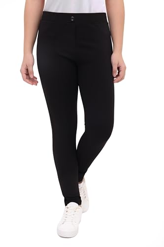 Lilax Little Girls' Stretch Skinny Pant School Uniforms Jegging for Kids (Black, 14 Years)