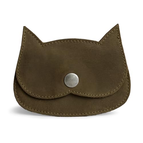 Image of Hide & Drink, Cat Shape Wallet Handmade from Full Grain Leather - Dark Jade
