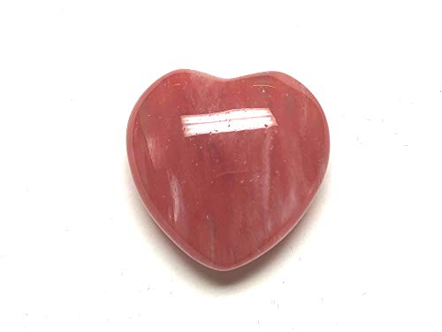 Zentron Crystal Collection 30MM All Natural Polished Pocket Gemstone Crystal Puff Heart and Velvet Pouch (Cherry Quartz)