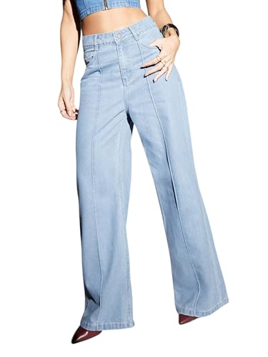 Image of Miss Chase Women's Wide Leg High Rise Regular-Length Stretchable Denim Jeans
