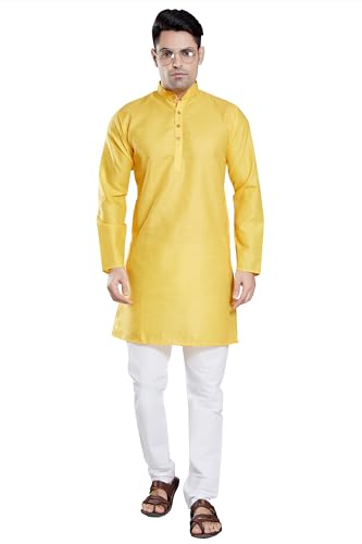 Image of DIVISIVE Men's Plain Cotton Blend Linen Slim Fit Kurta Pyjama Set
