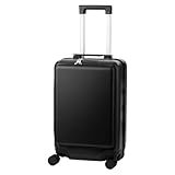 [LEGEND WALKER] フロントオープン スーツケース キャリー 拡張機能付き ファスナータイプ 軽量 機内持ち込みサイズ(Sサイズ/35L～42L/1泊～3泊/MONOTONE/ブラック）W1-5520-49-BK-F