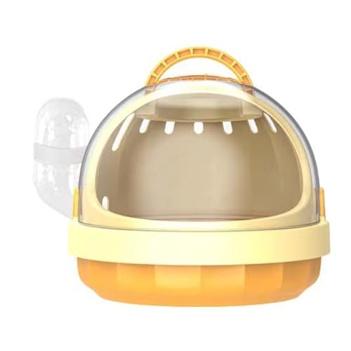 Asdays 小動物 お出かけ ケージ おでかけキャリー ハムスター モルモット チンチラ 子犬 子猫 掃除簡単 給水器つき (イエロー)