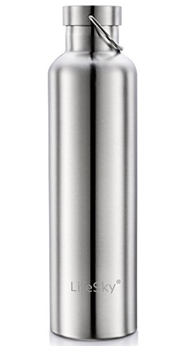 LifeSky Stainless Steel Water Bottle, Double Wall Vacuum Insulated Leak Proof Sports Bottle