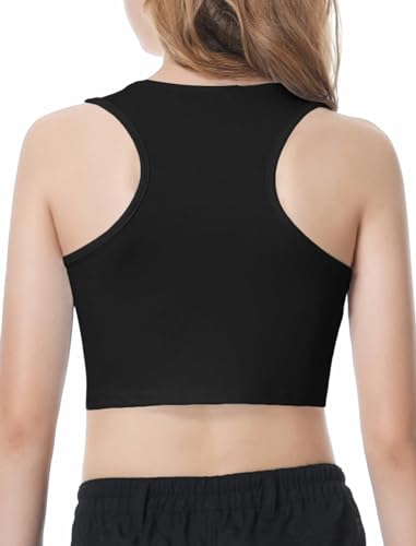 Image of EXARUS Girls Crop Tank Top Dance Hip Hop Outfits Cheer Cropped Top | Kids Tween Youth Summer Athletic Dance Convention Fitted Gymnastics Sleeveless Clothes