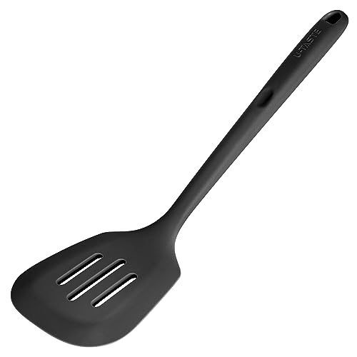 Image of U-Taste Silicone Turner Slotted Spatula, 13.6 inch Long /3.7 inch Wide, Black