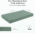 Yoofoss Muslin Feuilles de lit pour garçons filles 100% Feuille de bébé en coton 2 Pack doux et respirant pour Matelas de crèche standard & Matelas pour tout-petit 52"x28" Feuilles & Vert