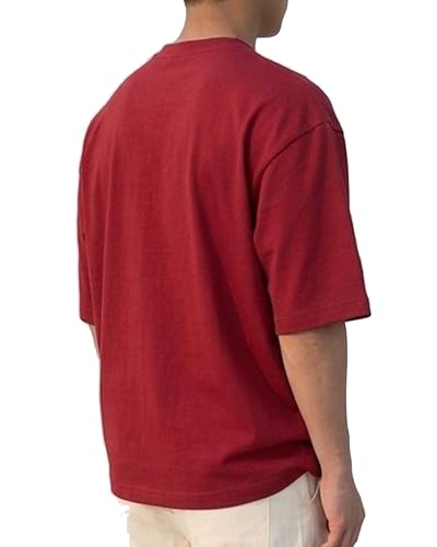Image of BARKEYO Men's Half Sleeve Round Neck French Terry Oversized Drop Shoulder T-Shirt for Men