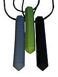 Chewelry Sensory Chew Necklace Chewlery for Teens, Kids or Adults with Autism ADHD Who Need to Stim Chew Bite or Fidget Chewy Aids Help Concentration Biting Bundle 3 Pack (Black Green Grey) - Image 1