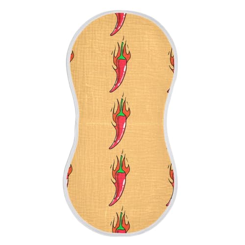 Muslin Burp Cloth for Baby 2PCS Hot Chili Peppers Super Absorbent Burping Cloths, Bibs for Newborn Boys Girls2