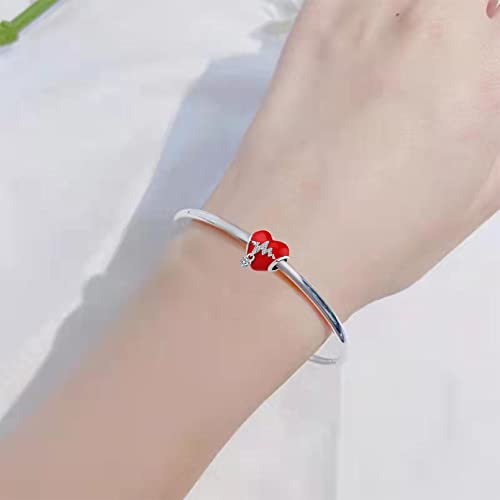 Abalorio de corazón que no se oscurece compatible con pulseras de marca 6