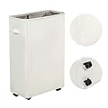 ZERO JET LAG Slim Rolling Laundry Hamper - Standable Corner Design - Handy Storage Bin Laundry Basket - 52L Storage Bin - Slim Hamper with Wheels - 15×8×22" (22" Beige)