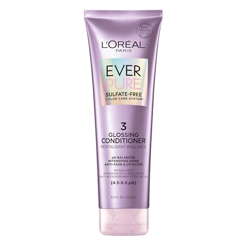 Cuidado Para El Cabello, Beauty L'Oréal Paris Acondicionador con Ph balanceado Ever Pure Glossing controla aporta brillo intenso para todo tipo de pelo teñido Sin Sulfatos, 250ml