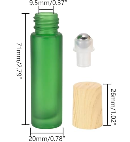 Ellbest 16pack 10ml Essential Oil Glass Bottle Glass Roller Bottles with Stainless Steel Roller Balls Reusable Refillable Bottle(Green Frosted)2