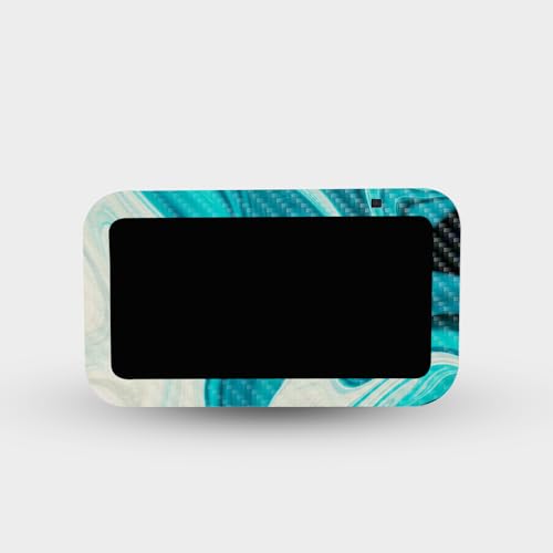 Image of MightySkins Carbon Fiber Skin Compatible with Amazon Echo Show 5 (Gen 3) - Aqua Swirl | Protective, Durable Textured Carbon Fiber Finish | Easy to Apply