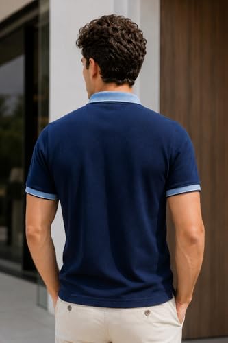 Image of GODFREY Half Cotton Polo T Shirt for Man with Pocket - Regular Fit Mens Collar Tshirt