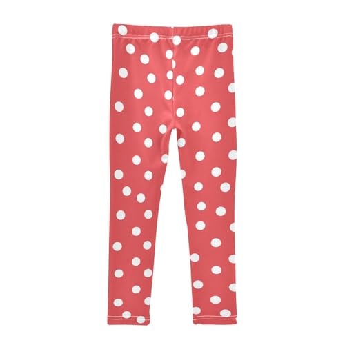 White Polka Dot Red Background Kids Baby Girls Basic Leggings Soft Full Length Lounge Pants Running2