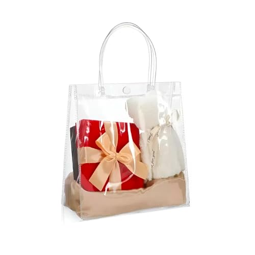 Bolsa Sacola Transparente de PVC Cristal Impermeável para Praia e Clube com Botão, Tamanho Médio