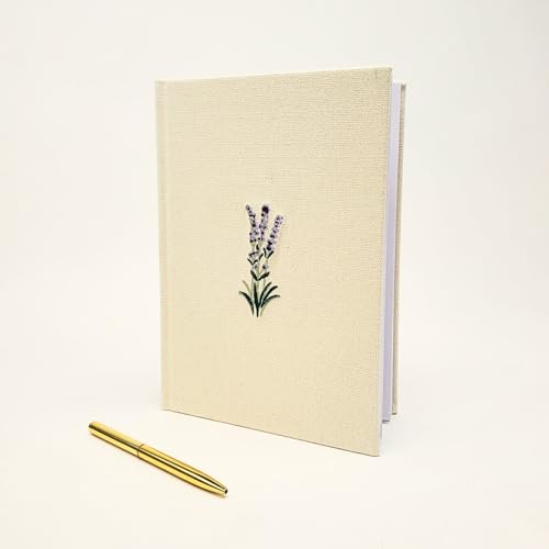 Image of Kelly Green Delicate Floral Cream Hardcover Fabric Journal (43975)