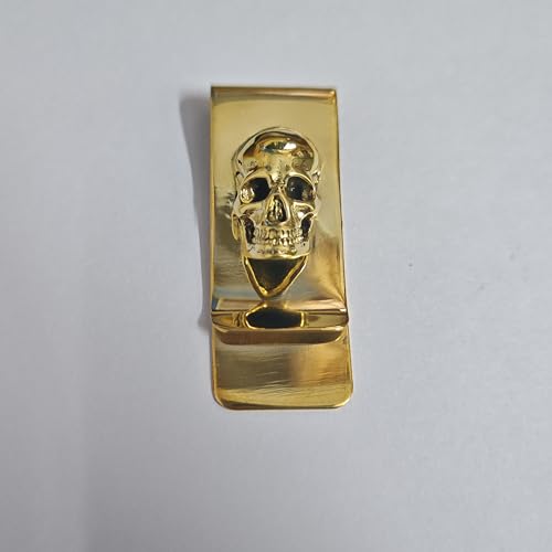 Brass Skull Hannya Pendant Slim Cash Money Clip Pocket Wallet Credit Card Holder Accessory Handwork Mens Gift (skull brass)2