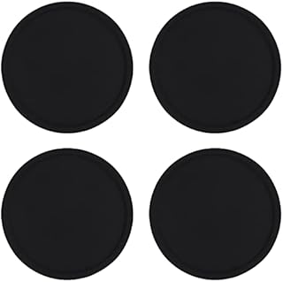 Jancosta Drink Coasters Set of 4 Cup Pad Mat Black Round Silicone Rubber Mug Coaster Non Slip for Coffee Beer Mug Wine Glass Bottle Home and Bar
