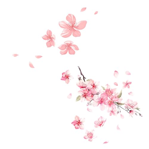 Durlo Lot de 2 autocollants de voiture en forme de fleur de cerisier rose, pour pare-brise, décoration de fenêtre de voiture