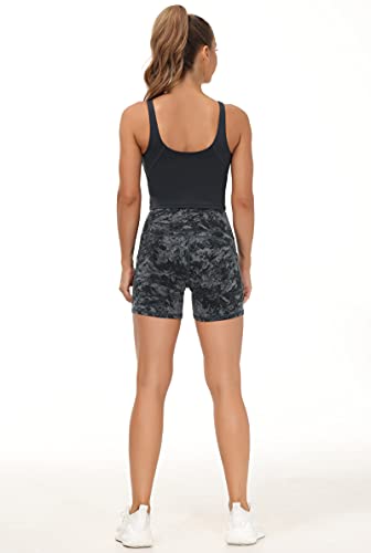 Image of THE GYM PEOPLE High Waist Yoga Shorts for Women's Tummy Control Fitness Athletic Workout Running Shorts with Deep Pockets