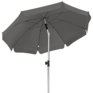 LIFERUN Parasol, 200 cm, knikbaar, rond, 8 stalen baleinen, terrasparasol, zonwering UV 50+, voor tuin, balkon en terras…