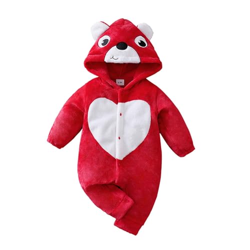 Generisch Pijama de franela para niña, mono de invierno con estampado de oso, traje de forro polar para bebé, ropa para el hogar y el exterior, multicolor, 0-3 meses