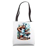 BBQ Master Bigfoot Chef Grill Cooking Barbecue Dad Funny Tote Bag
