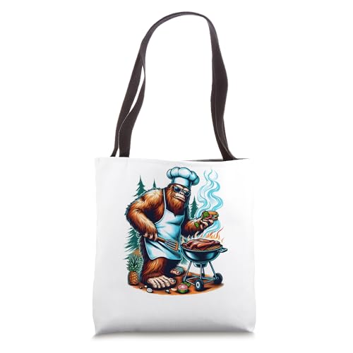 BBQ Master Bigfoot Chef Grill Cooking Barbecue Dad Funny Tote Bag