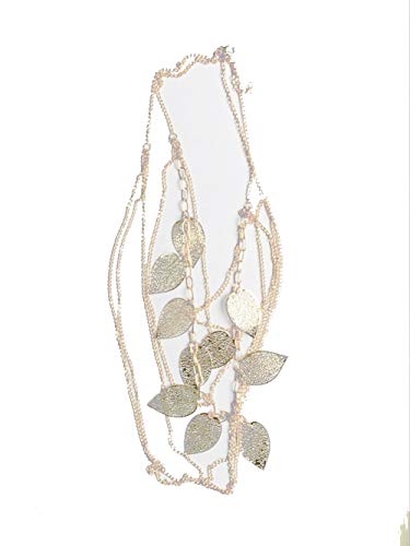 Jovana 1PC Elegant Multilayer Leaves Pendant Long Chain Necklace For Ladies Women (Gold)
