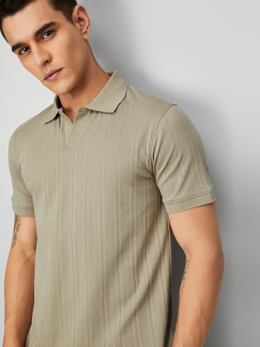 Image of Max Men Ribbed Knit Polo T-Shirt