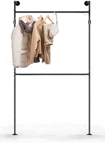 SERENITA 1 Inch Heavy Duty Industrial Pipe Clothing Rack, Hanging Rod for Closet, Wall Mounted Multi Purpose (37x74 Single)