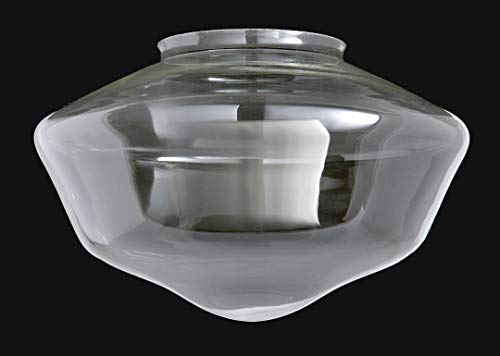 Image of B&P Lamp American Made Clear Glass Schoolhouse Shade, 12 Inch Diameter, 6 Inch Fitter, Hand-Blown Crystal Glass Pendant Shade