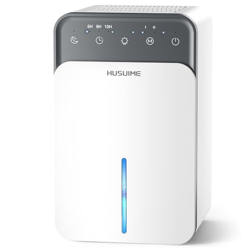 Dehumidifier, 50 OZ Dehumidifier for Bedroom, Quiet Dehumidifiers with Timer Sleep Mode, Auto Defrost, 7 Colors LED Light and Auto Shut Off Function Small Dehumidifier for Bathroom, RV, Closet, White