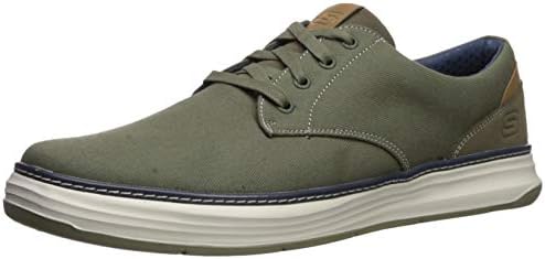 Skechers Men's Moreno Canvas Oxford Shoe, Olive, 8.5 Medium US